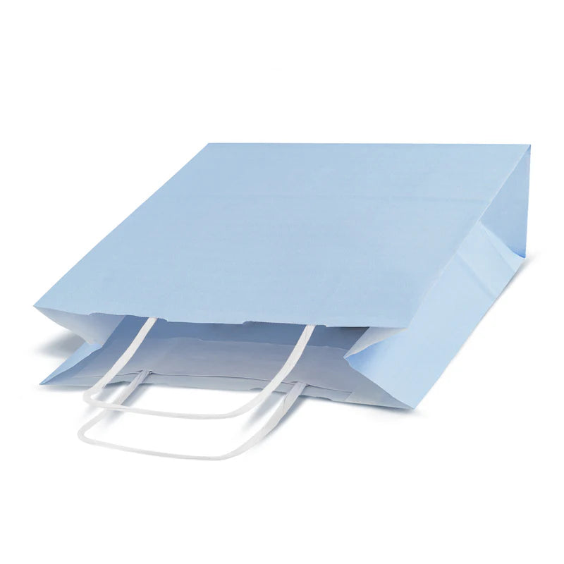 Torba papierowa z uchwytem skręcanym 180x80x225mm Niebieska pastelowa