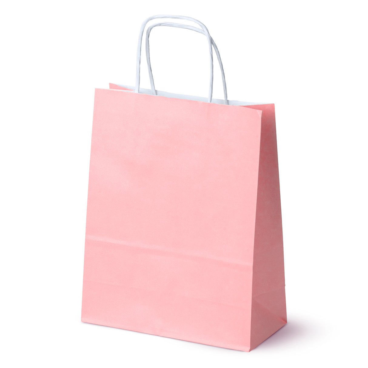 Torba papierowa z uchwytem skręcanym 180x80x225 mm Różowa pastelowa