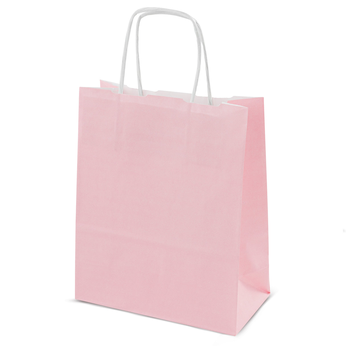 Torba papierowa z uchwytem skręcanym 180x80x225 mm Różowa pastelowa