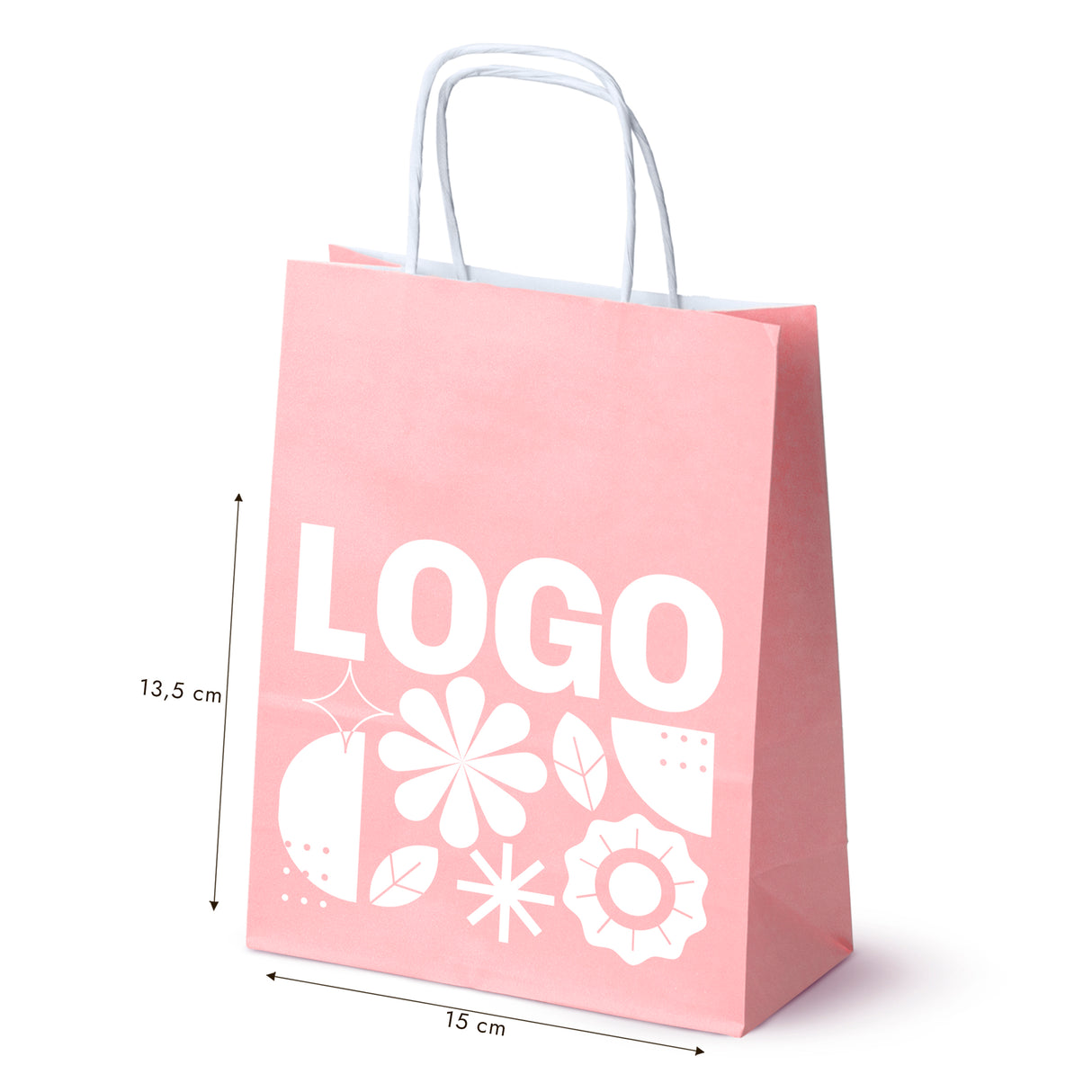 Torba papierowa 180x80x225mm z nadrukiem Różowa od 50 szt.