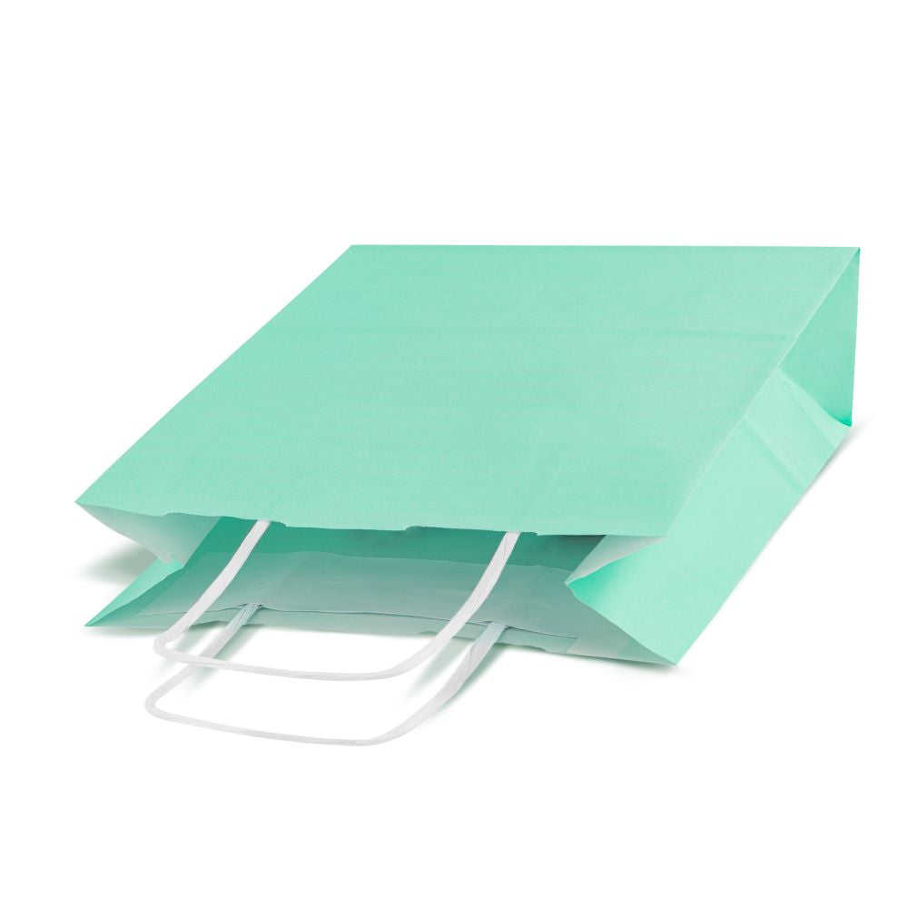 Torba papierowa z uchwytem skręcanym 240x100x320mm Zielona pastelowa