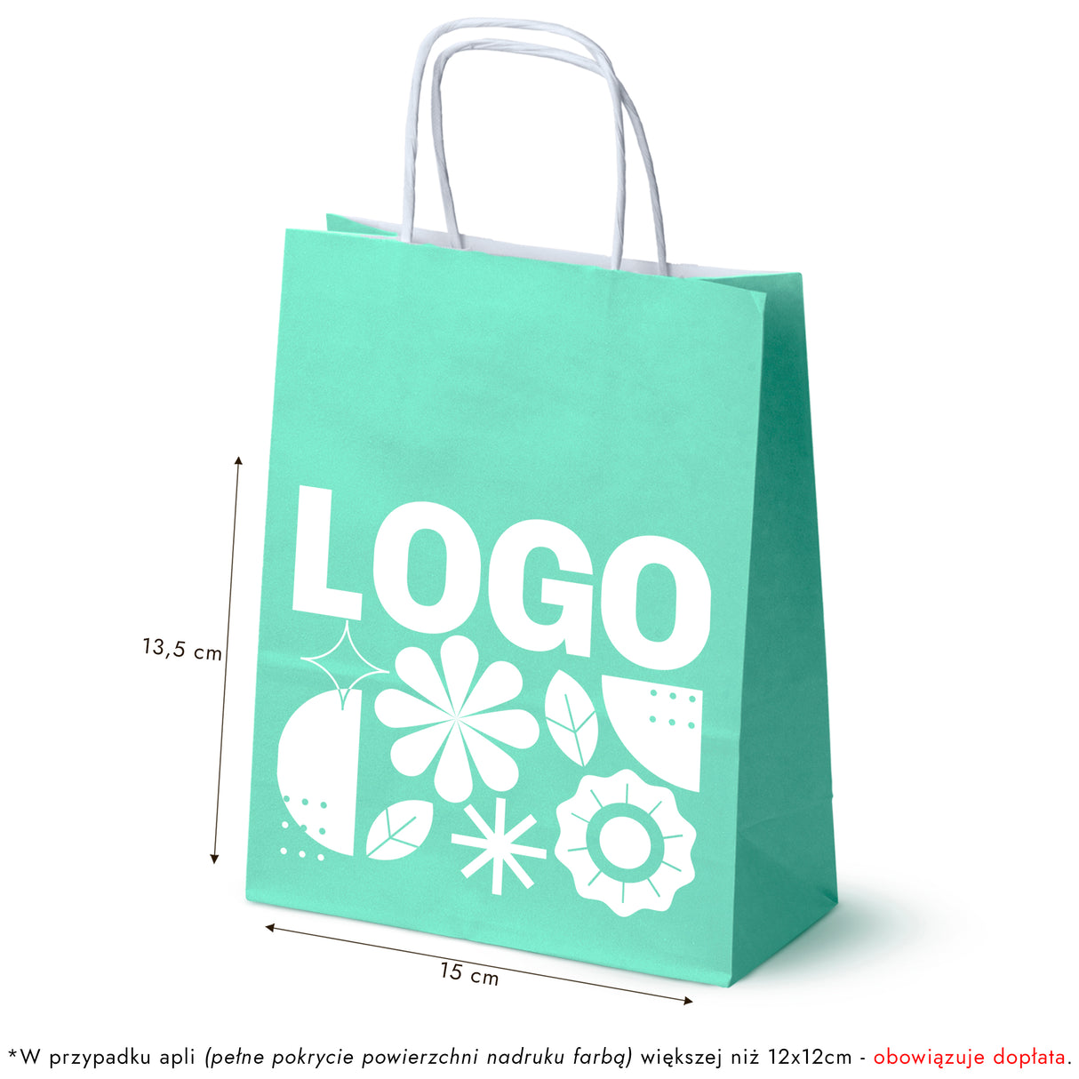 Torba papierowa 180x80x225mm z nadrukiem Zielona od 50 szt.