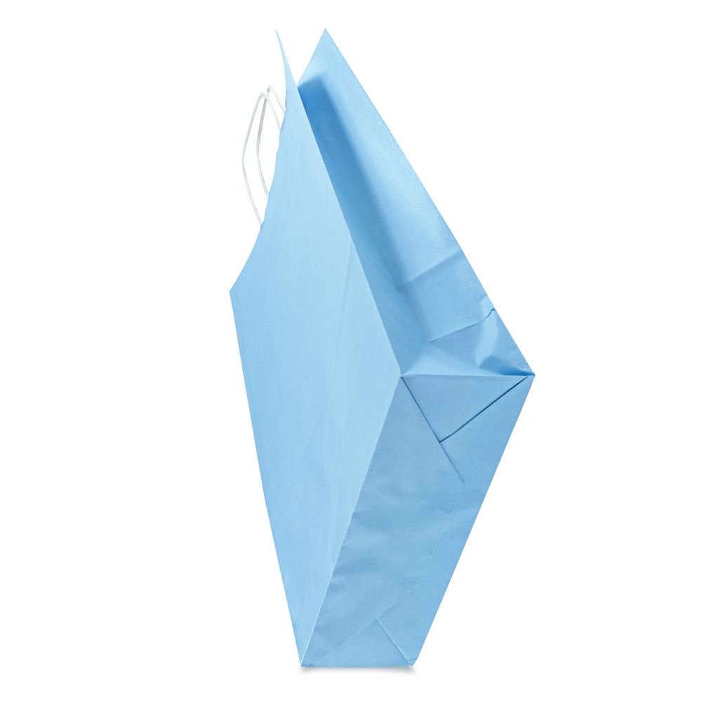 Torba papierowa z uchwytem skręcanym 240x100x320mm Niebieska pastelowa