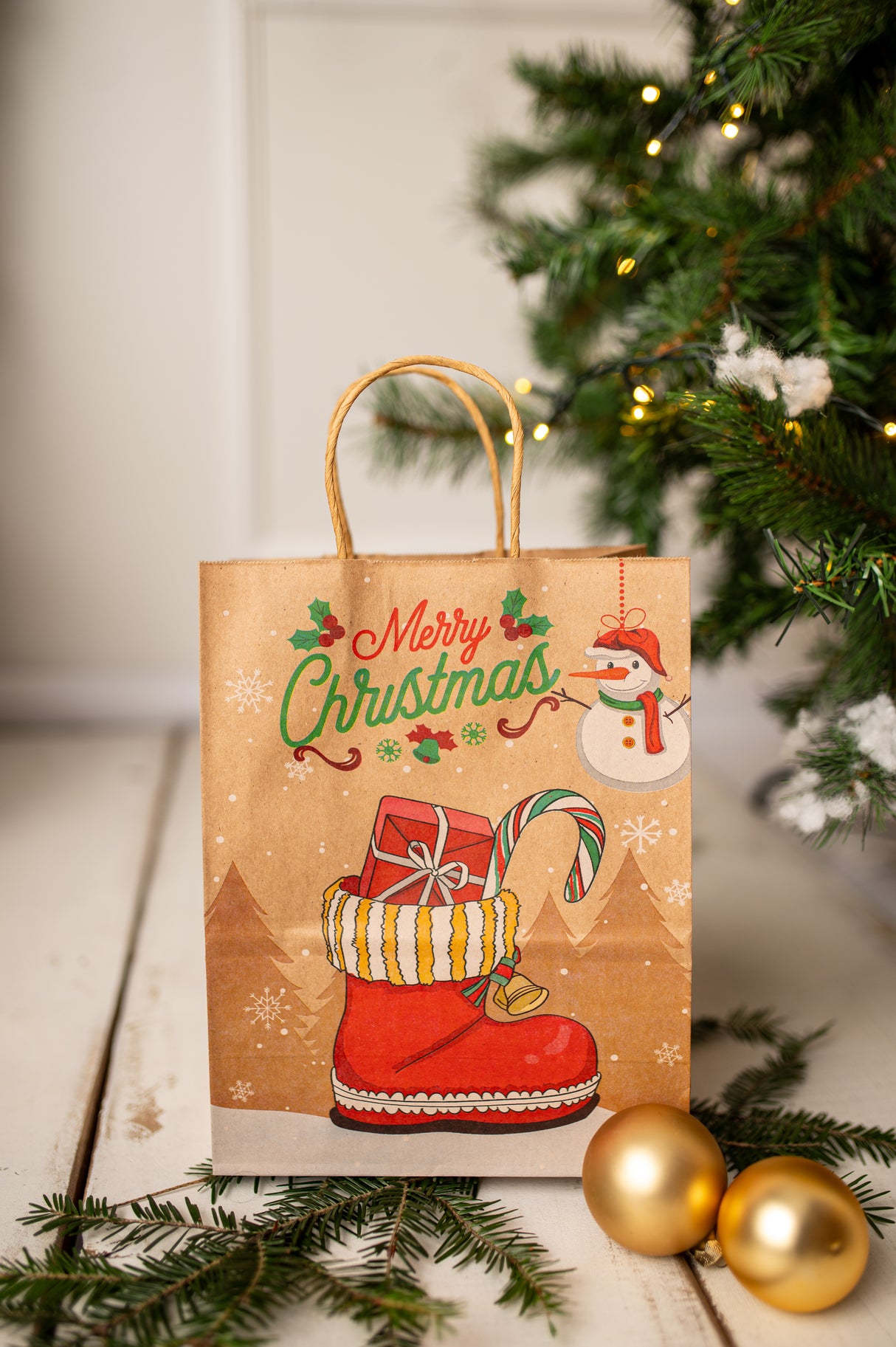 Torba papierowa świąteczna 210x110x270mm Happy Holidays 4szt.