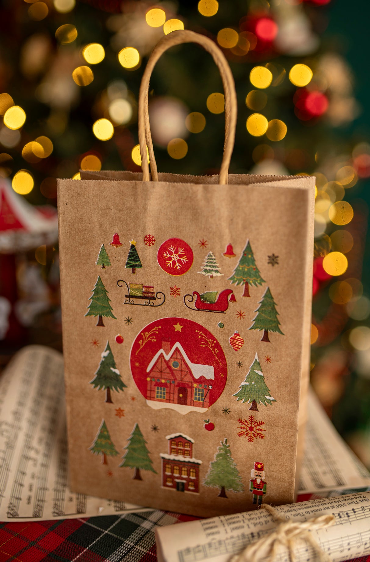 Torba papierowa świąteczna 210x110x270mm Boże Narodzenie 4szt.
