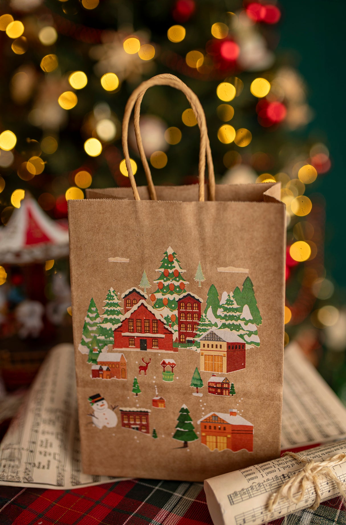 Torba papierowa świąteczna 150x80x210mm Boże Narodzenie 4szt.