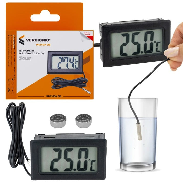 Termometr tablicowy cyfrowy LCD z sondą