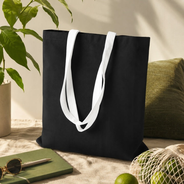 Torba Bawełniana 380x420mm Czarna Uchwyt: Biały 70 cm