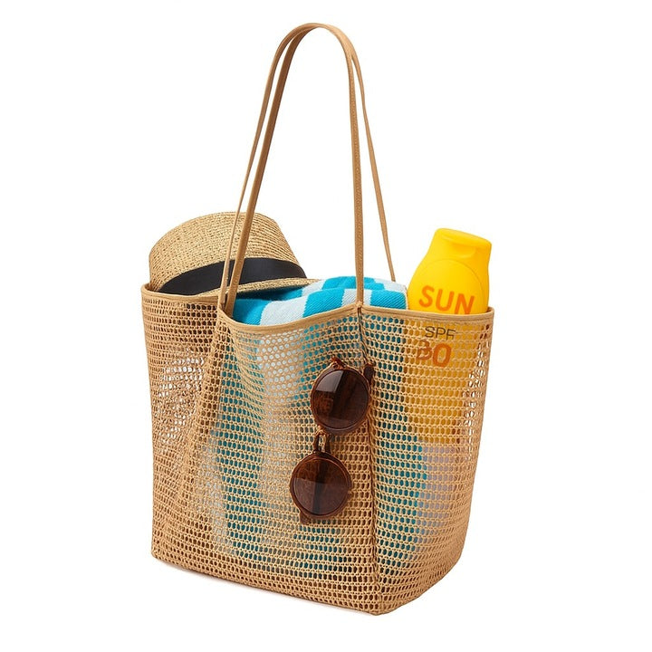 Torba ażurowa na plażę Beżowa