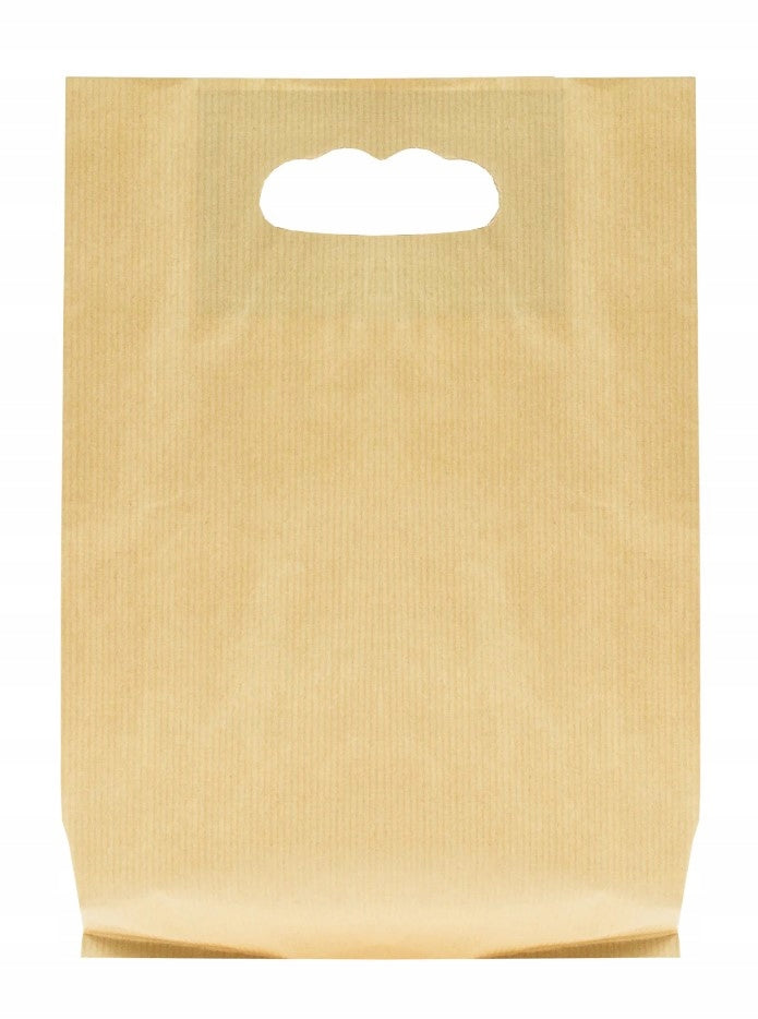 Torba Fałdowa z Wyciętym Uchwytem 220x80x325mm Brązowa 25szt.