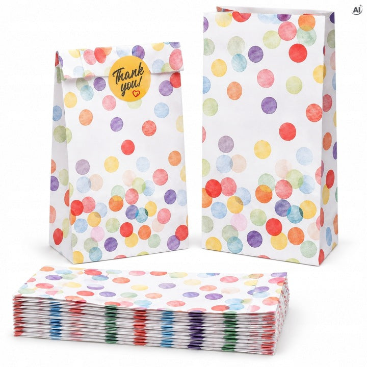 Torba papierowa klockowa 130x30x170mm kolorowe konfetti 30szt.