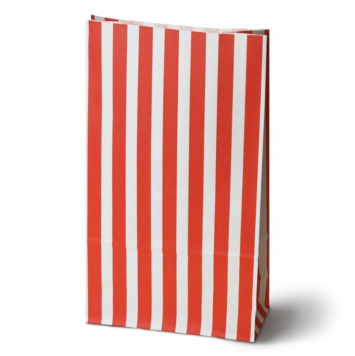 Torba papierowa klockowa 160x80x270mm Biało-czerwona Popcorn