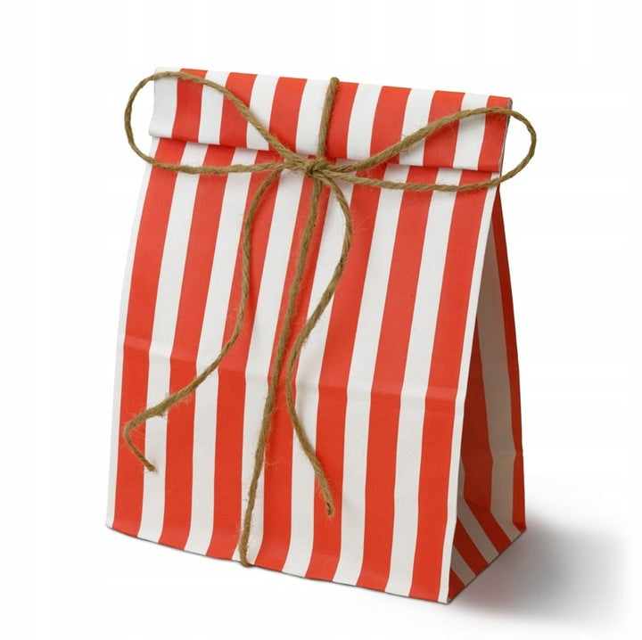 Torba papierowa klockowa 160x80x270mm Biało-czerwona Popcorn