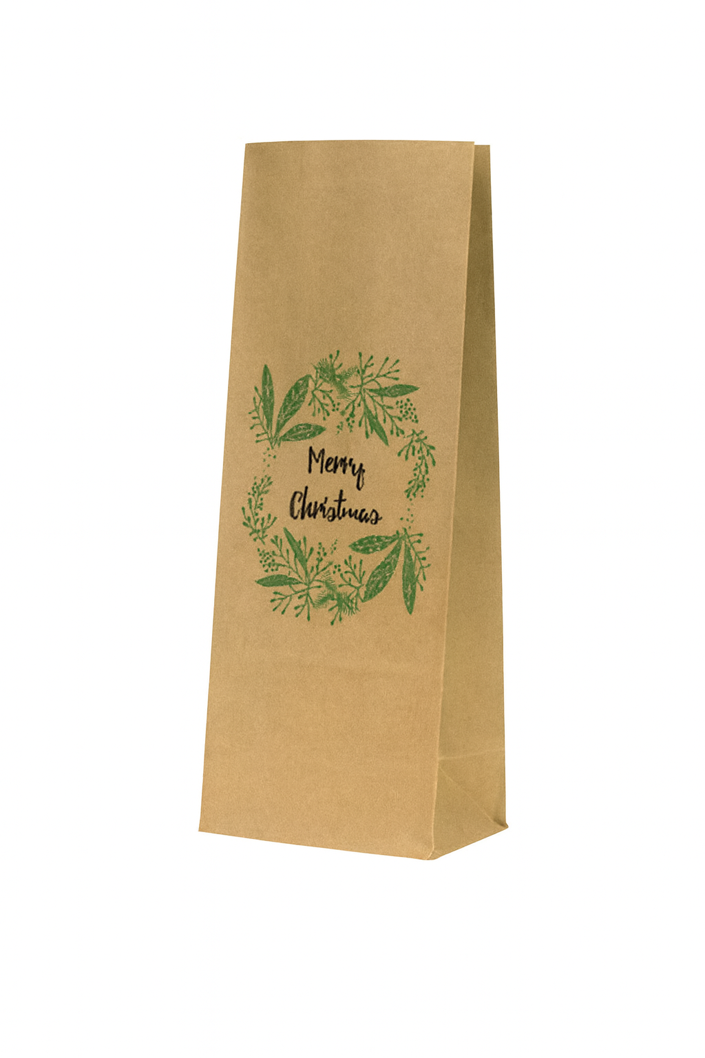 Torebki papierowe świąteczne 80x65x190mm Wieniec Merry Christmas 10szt.