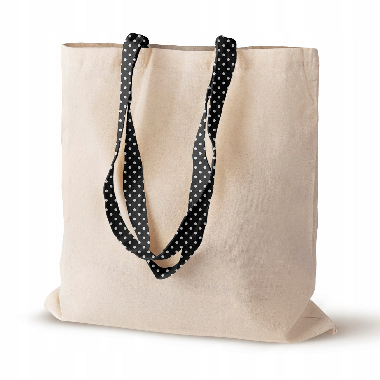 Torba Bawełniana 380x420mm Ecru Uchwyt w Groszki: 70 cm
