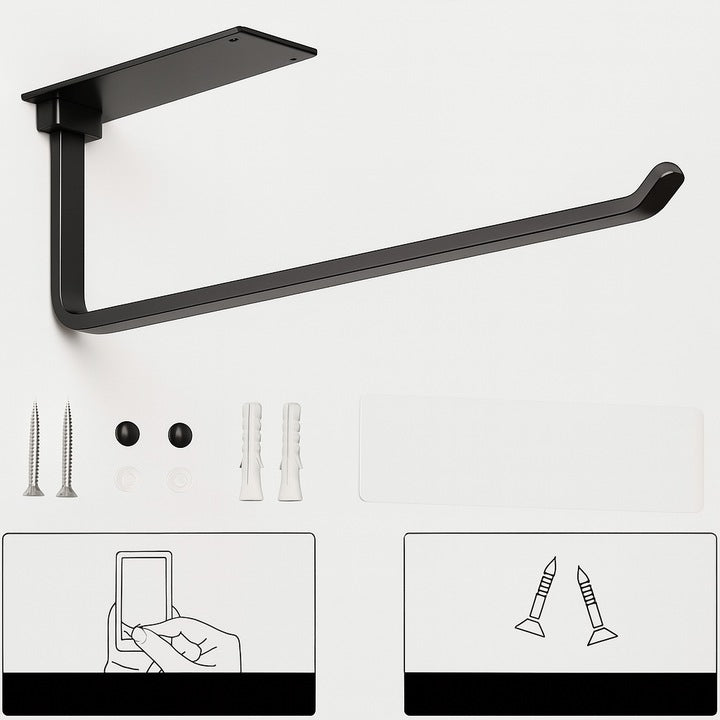 Czarny uchwyt kuchenny na ręcznik papierowy