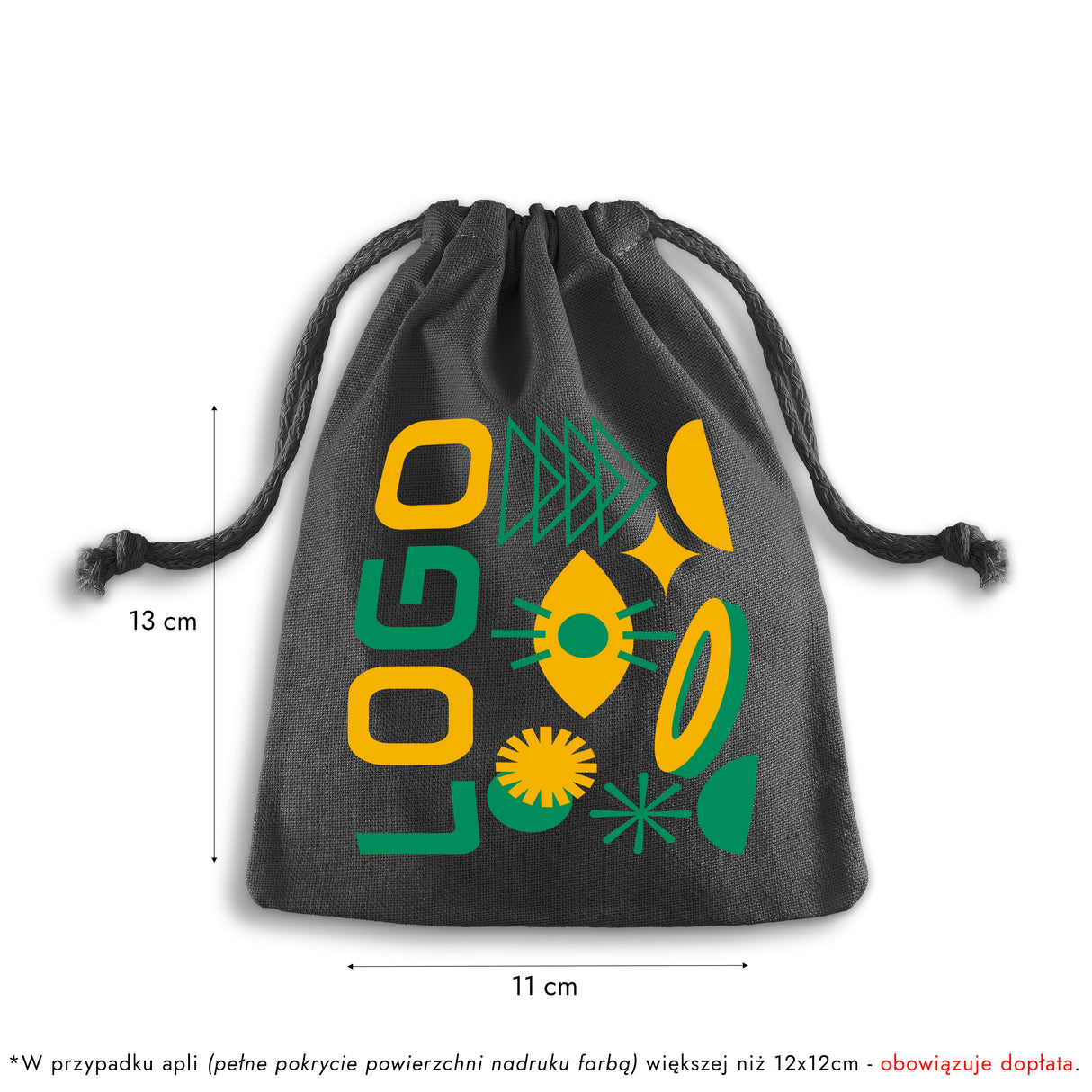 Worek bawełniany z nadrukiem 150x200mm Czarny od 50szt.