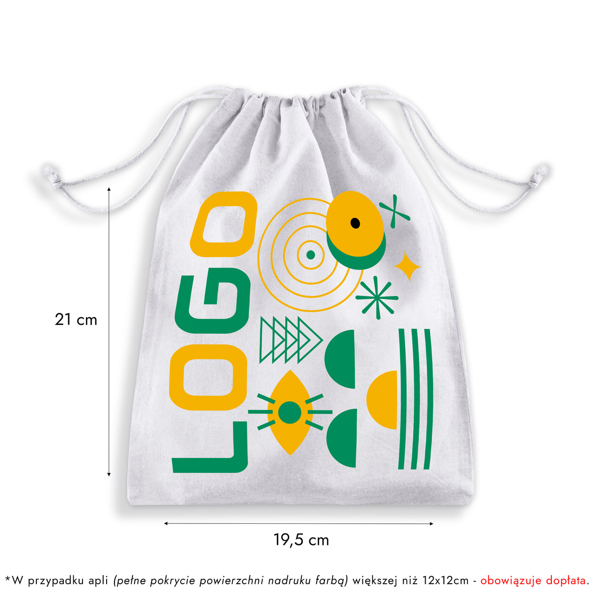 Worek bawełniany z nadrukiem 250x300mm Biały od 50szt.