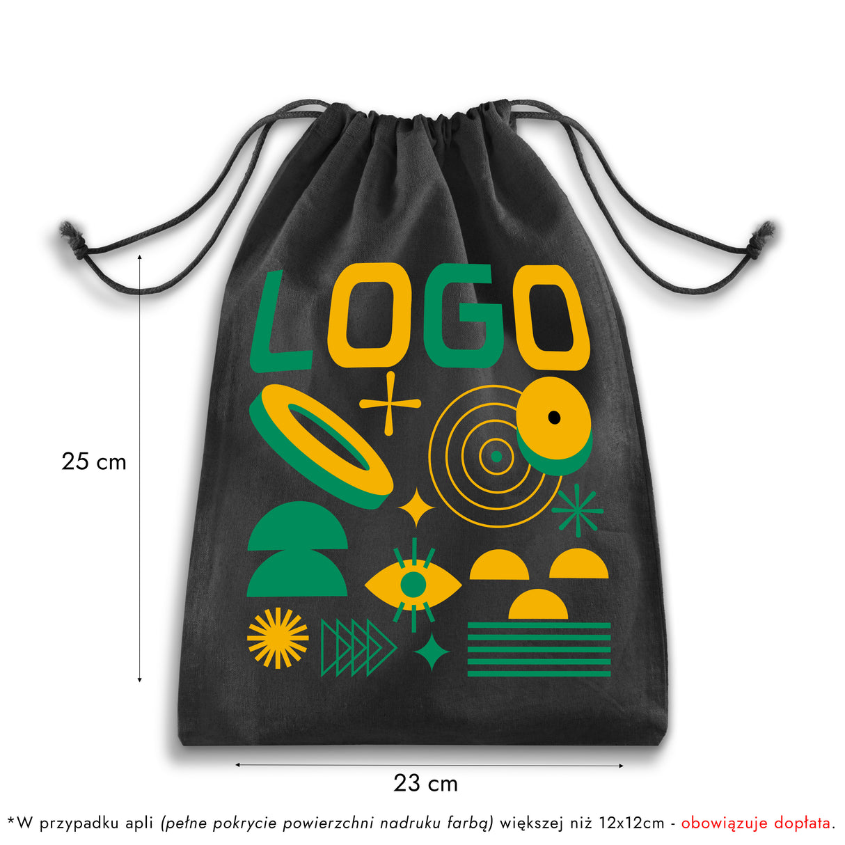 Worek bawełniany z nadrukiem 300x450mm Czarny od 50szt.