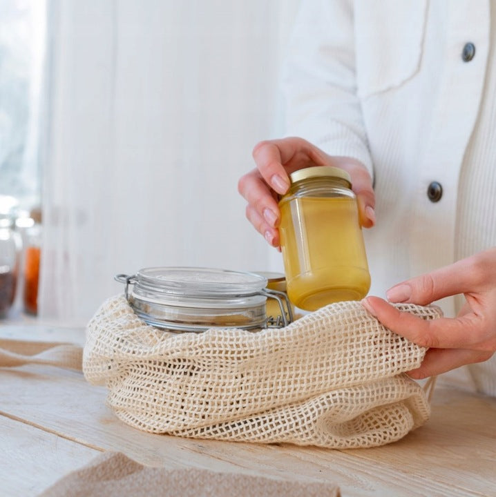 Worek z Siatki Bawełnianej 15x18cm Ecru