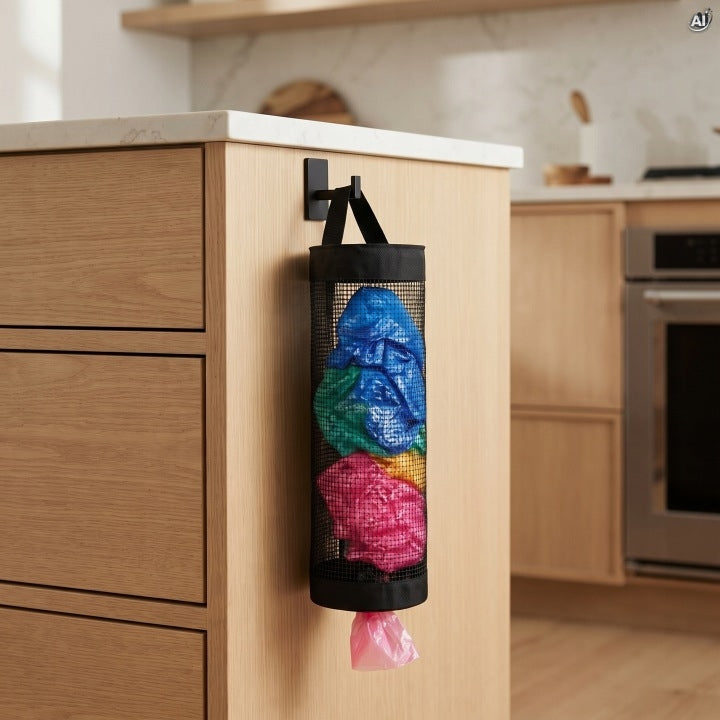 Wiszący organizer siatkowy na reklamówki 45 cm
