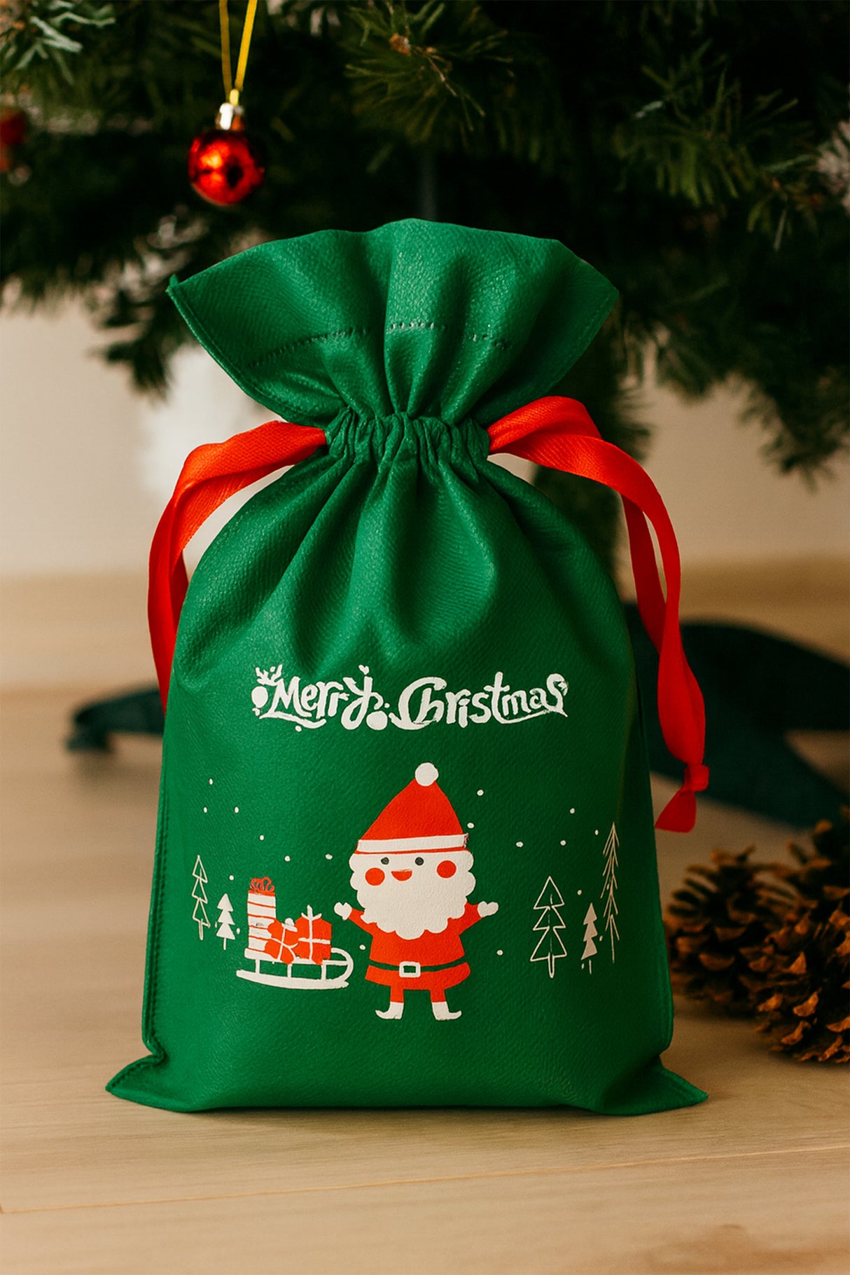 Worek wigofilowy 150x210mm Zielony Mikołaj 10szt.