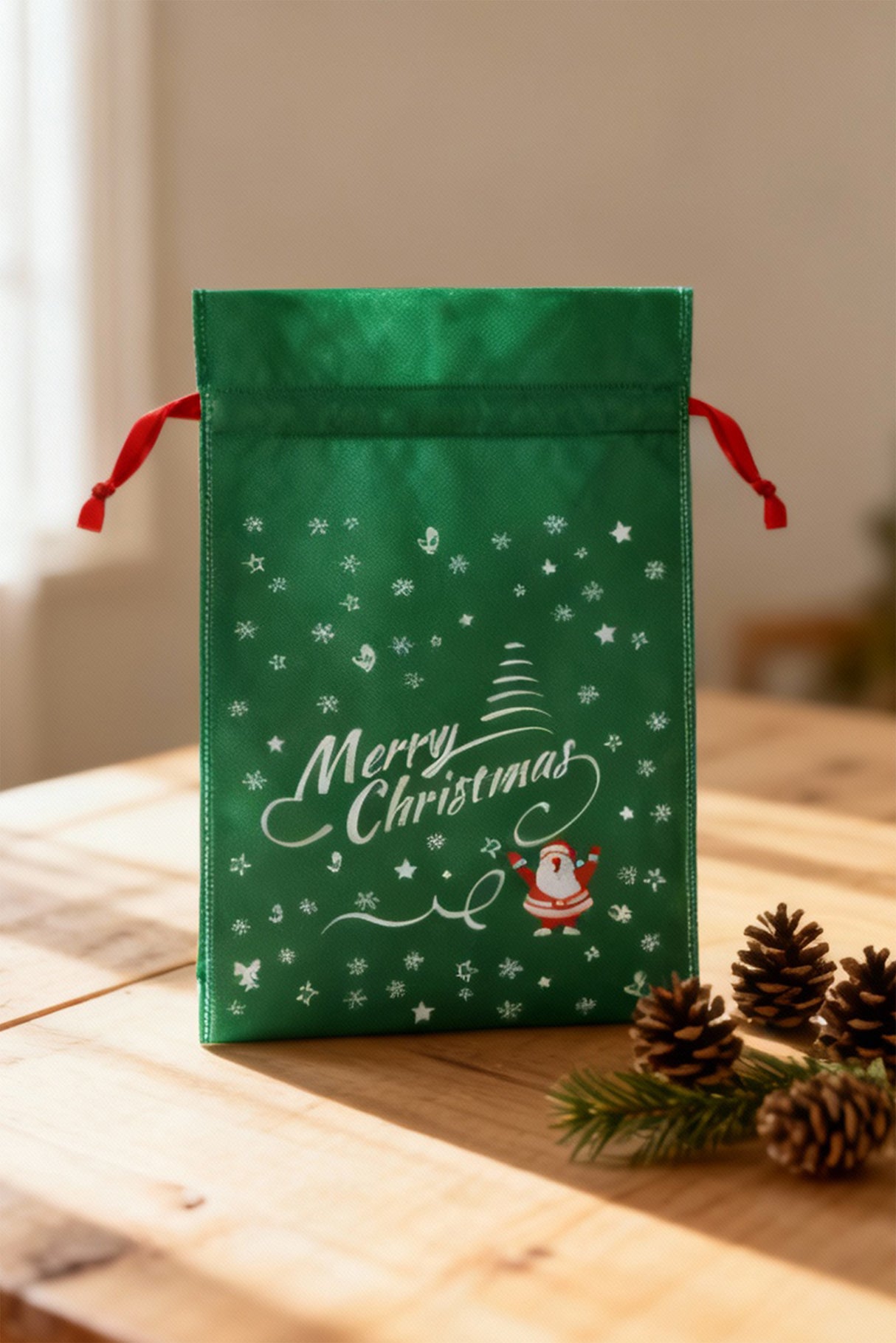 Worek wigofilowy 250x350mm Zielony Merry Christmas 10szt.