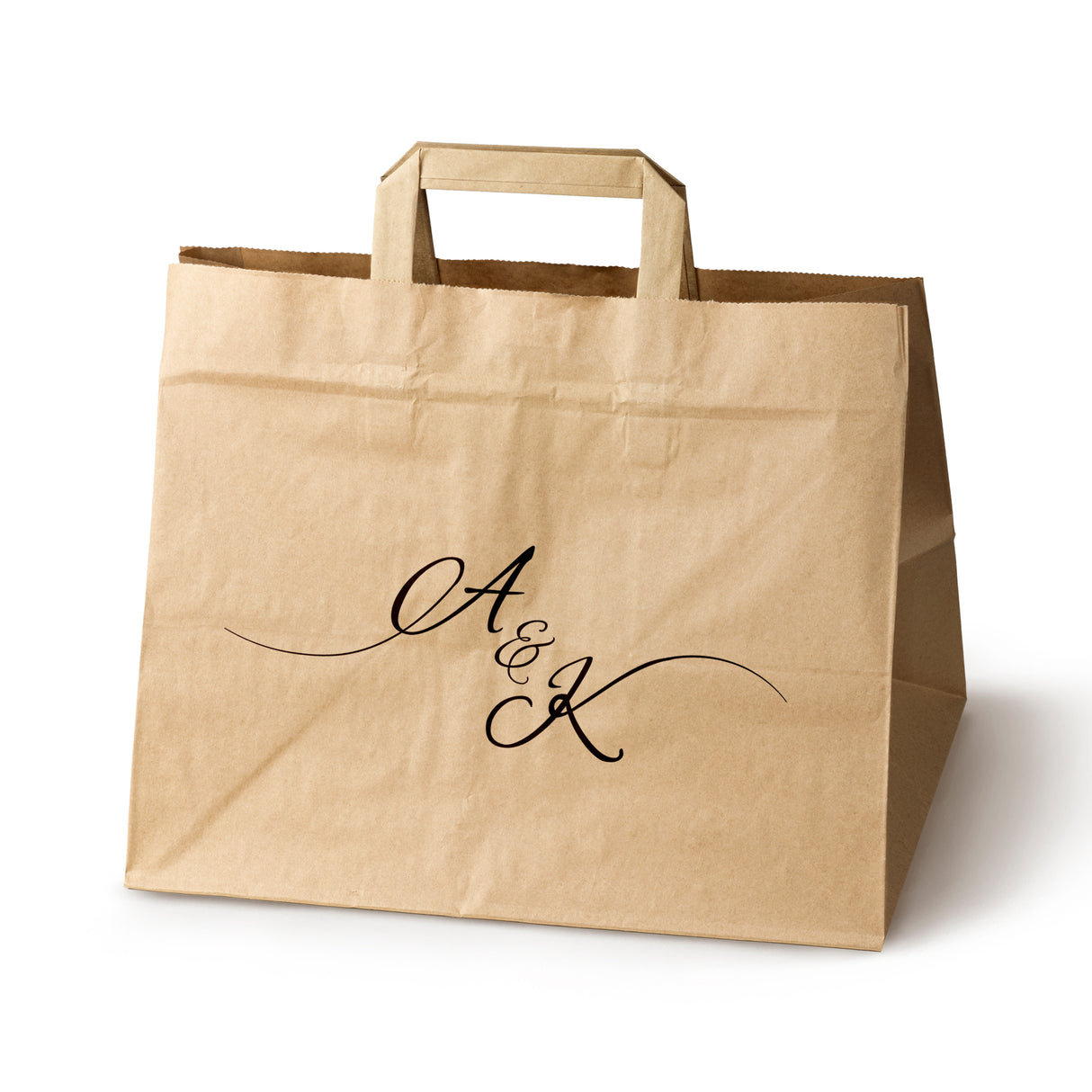 Torebki weselne 320x220x245mm Brązowe Inicjały 50szt.