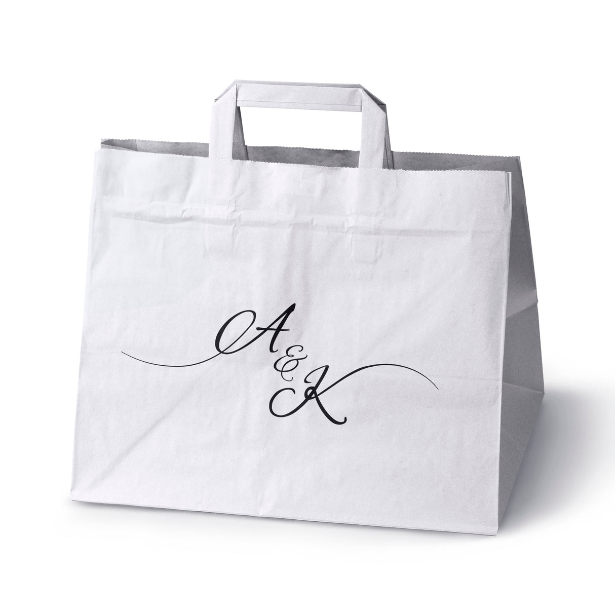 Torebki weselne 320x220x245mm Białe Inicjały 50szt.