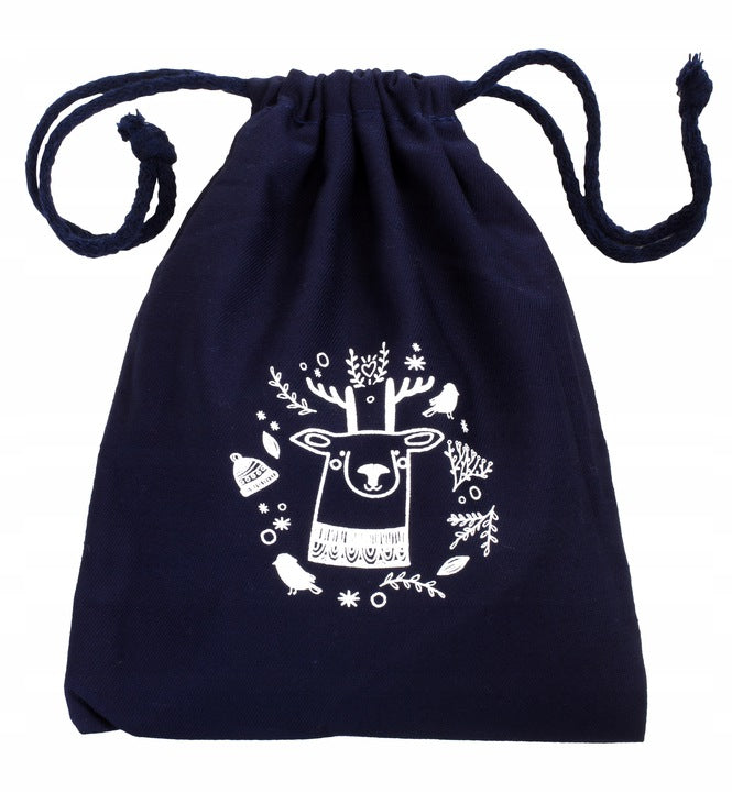 Woreczek bawełniany 15x20cm Granatowy Renifer 145g