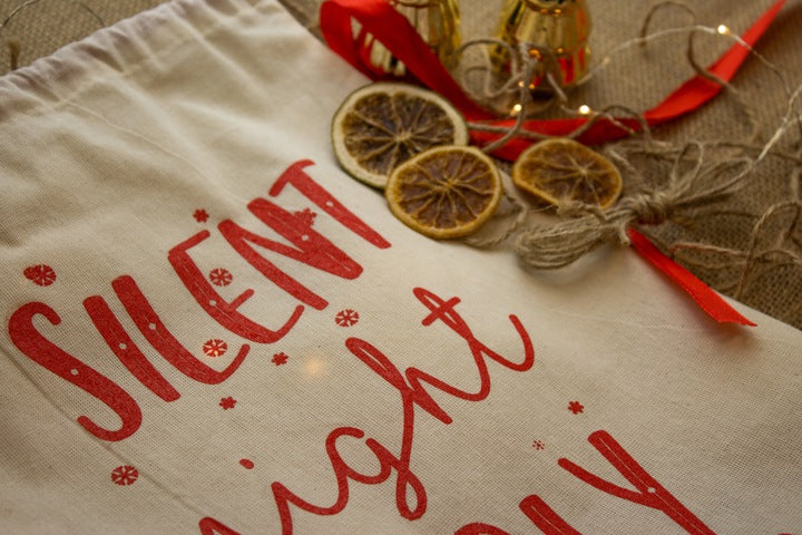 Woreczek bawełniany 25x30cm Ecru Silent Night Holy