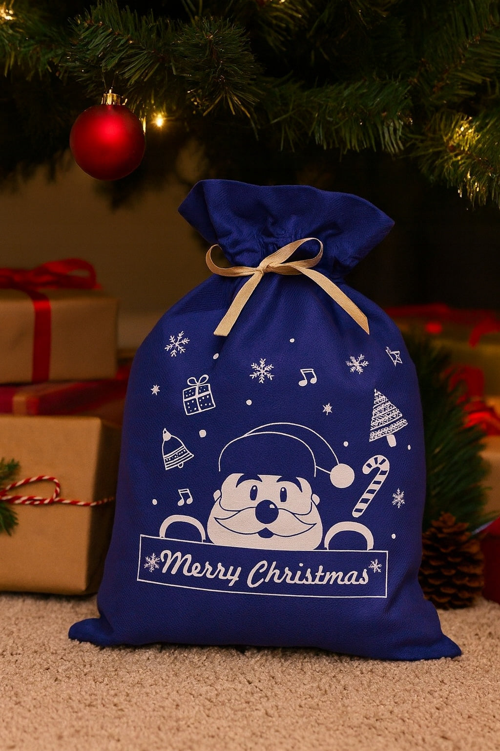 Worek wigofilowy 300x450mm Granatowy Mikołaj 10szt.