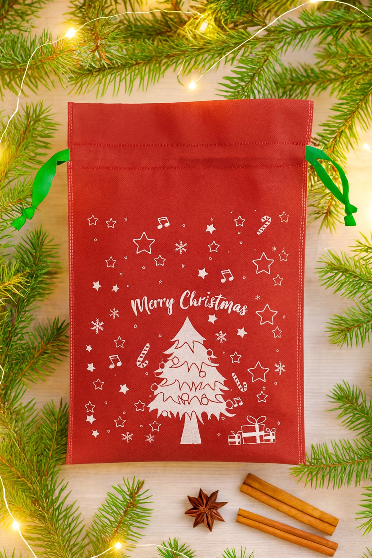 Worek wigofilowy 250x350mm Czerwony Merry Christmas 10szt.