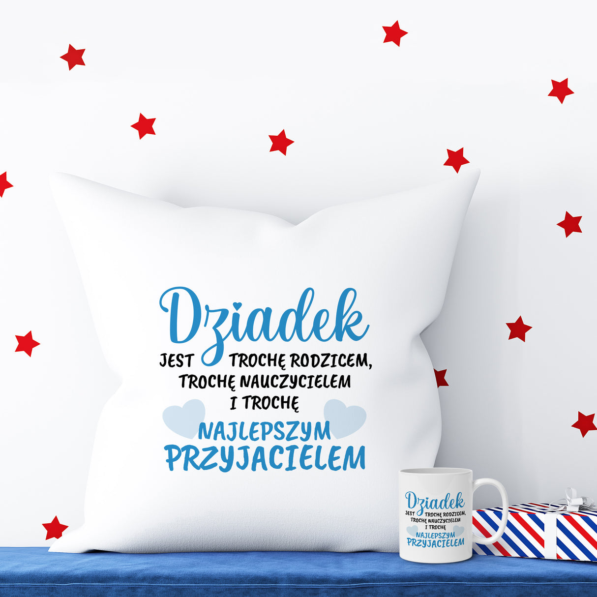 Zestaw Poduszka Kubek Dziadek najlepszy przyjaciel Babcia najlepszy przyjaciel Prezent na Dzień Babci i Dziadka