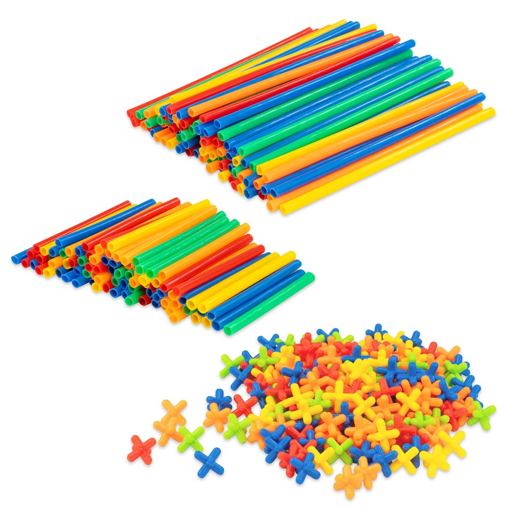 Klocki konstrukcyjne duże słomki rurki 400 elementów