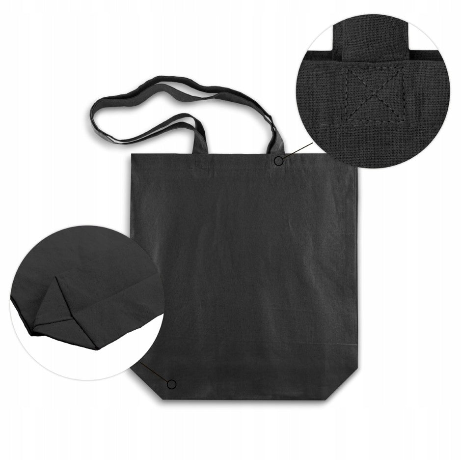 Torba Bawełniana Czarna Długi Uchwyt 38x12x35cm
