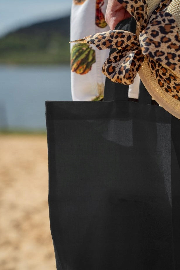 Torba Bawełniana Czarna Długi Uchwyt 38x12x35cm