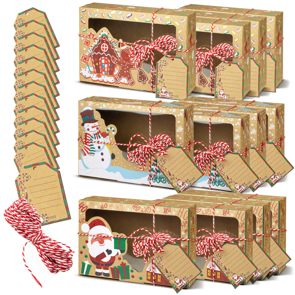 Pudełka Prezentowe Świąteczne Premium 12szt.+ winietki Mikołaj