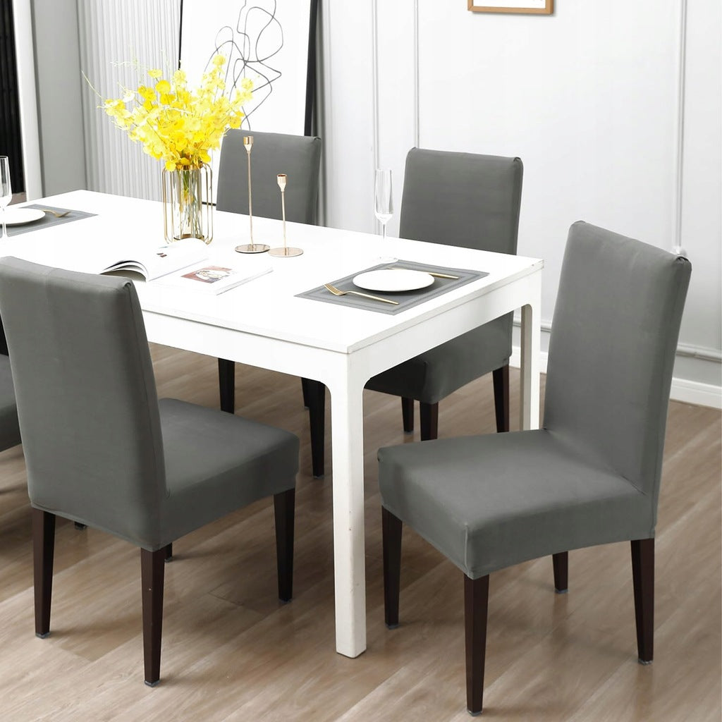 Pokrowiec na krzesło z gumką szary 6szt.