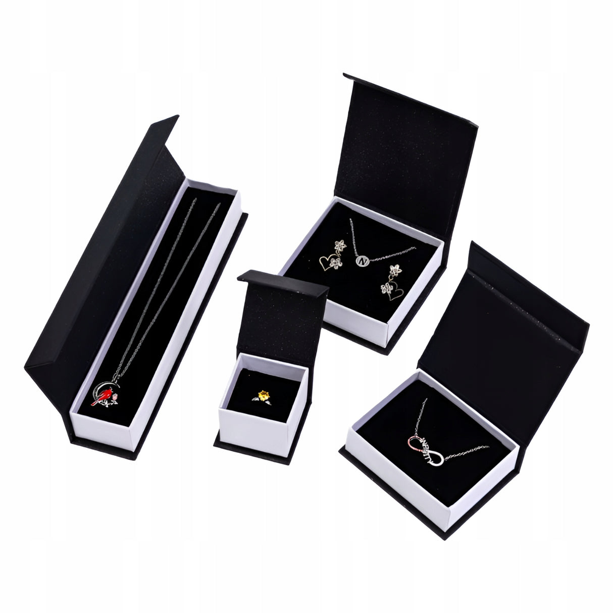 Zestaw pudełeczek na biżuterie 4szt. Czarny