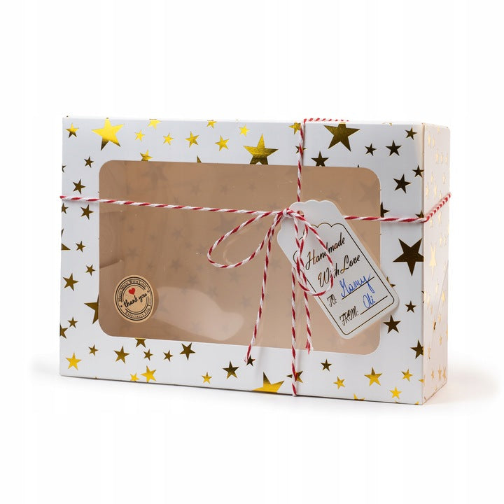 Zestaw świątecznych pudełek w Złote Gwiazdki 6szt.