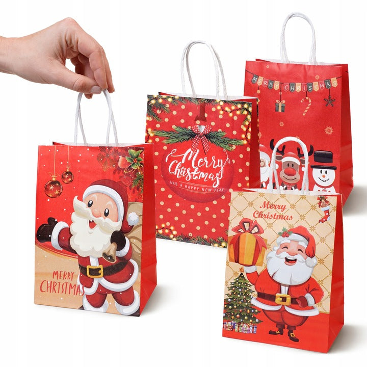 Zestaw świątecznych toreb papierowych 12 szt. Kratka