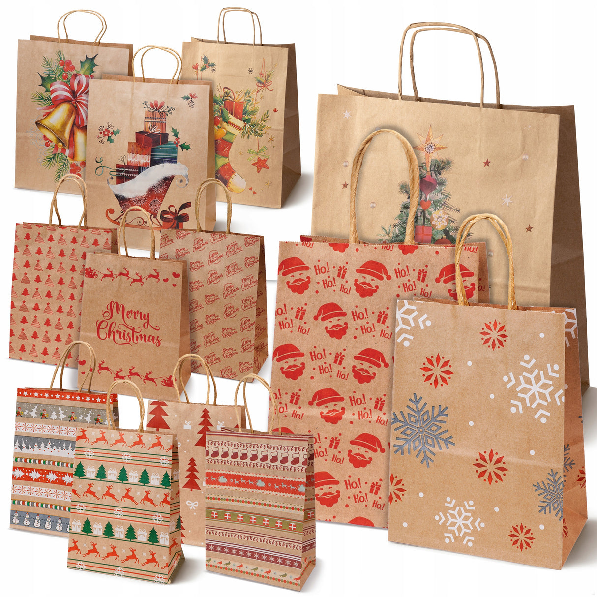 Zestaw świątecznych toreb papierowych 13 szt.