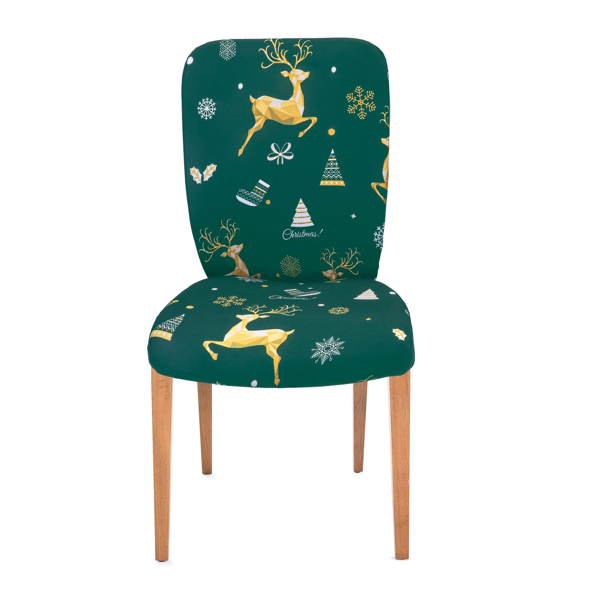 Zielony pokrowiec dekoracyjny na krzesło Renifer