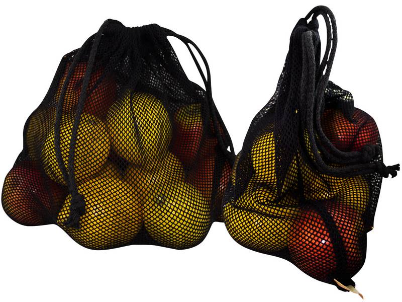 Worek z siatki bawełnianej 25x30cm - kolor czarny