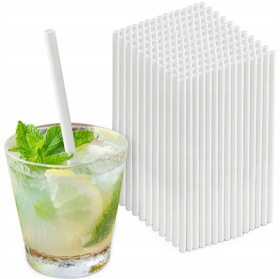 Słomki Papierowe Grube Białe 1500 szt.