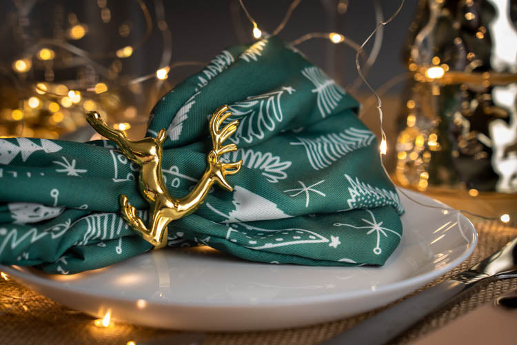 Obrączka na serwetki złote Renifery