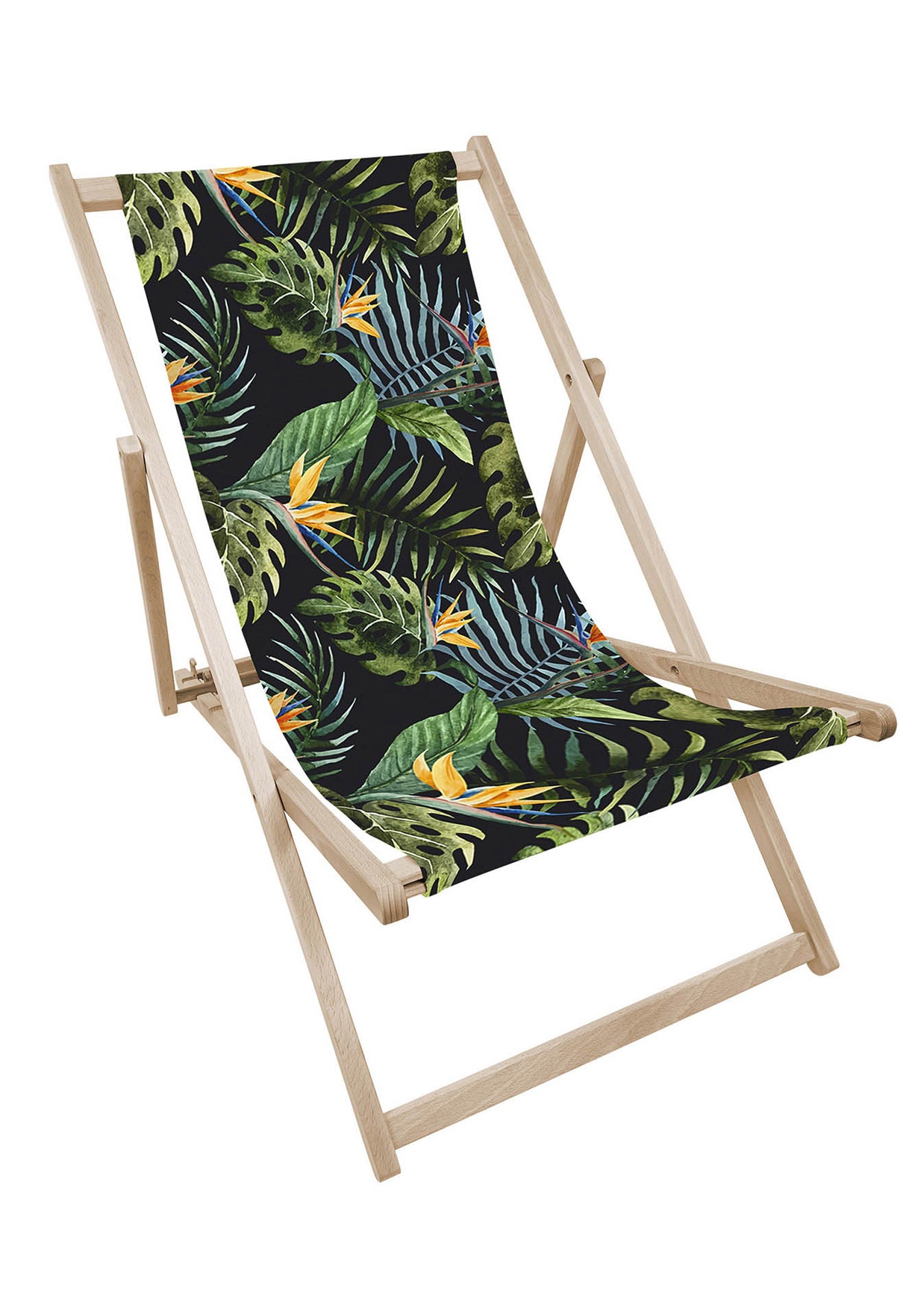 Leżak drewniany z nadrukiem AKWARELA NA CZARNYM