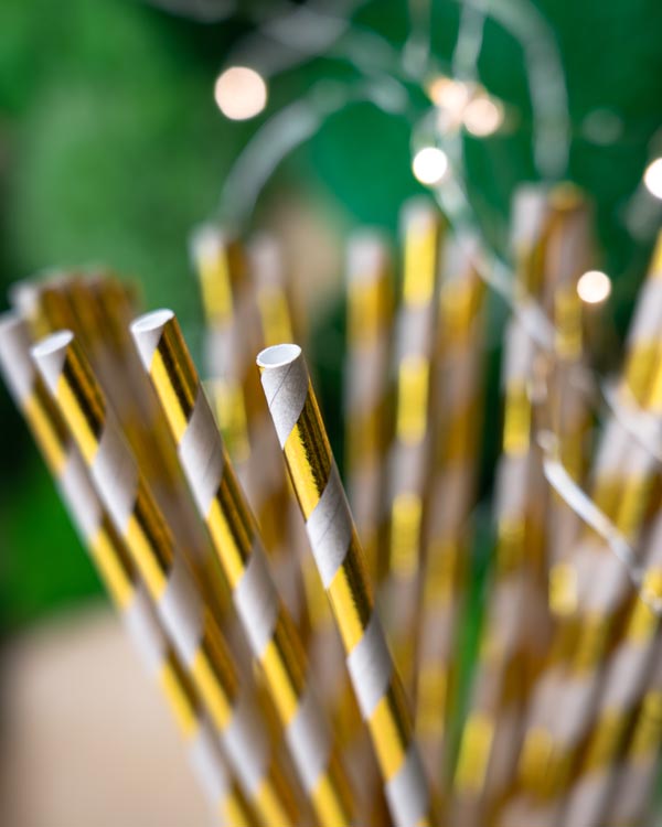 Słomki papierowe ZŁOTE BŁYSZCZĄCE KRAFT 20cm ekologiczne 250szt