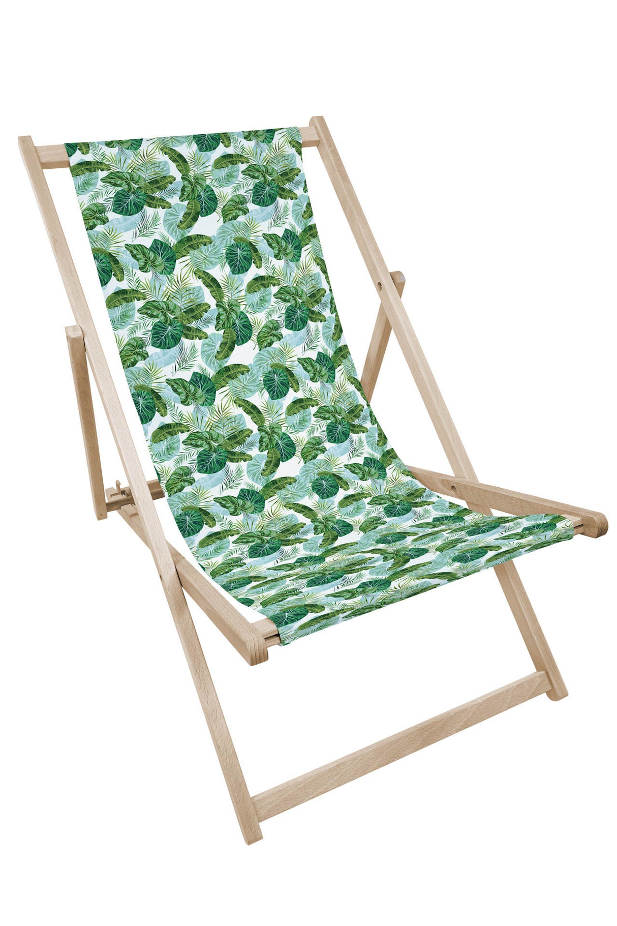 Leżak drewniany z nadrukiem JASNE LIŚCIE TROPIKALNE